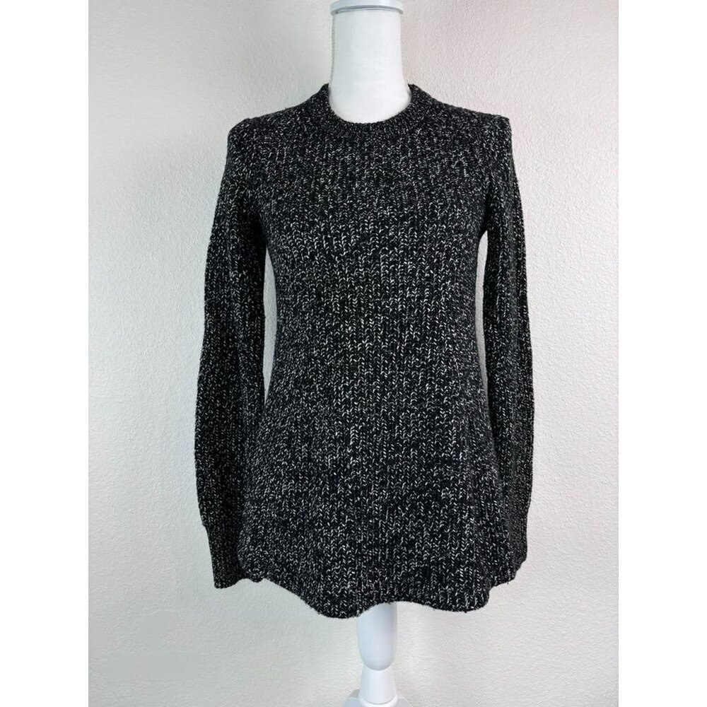 Athleta women's XS black white variegated wool blend stretch sweater top